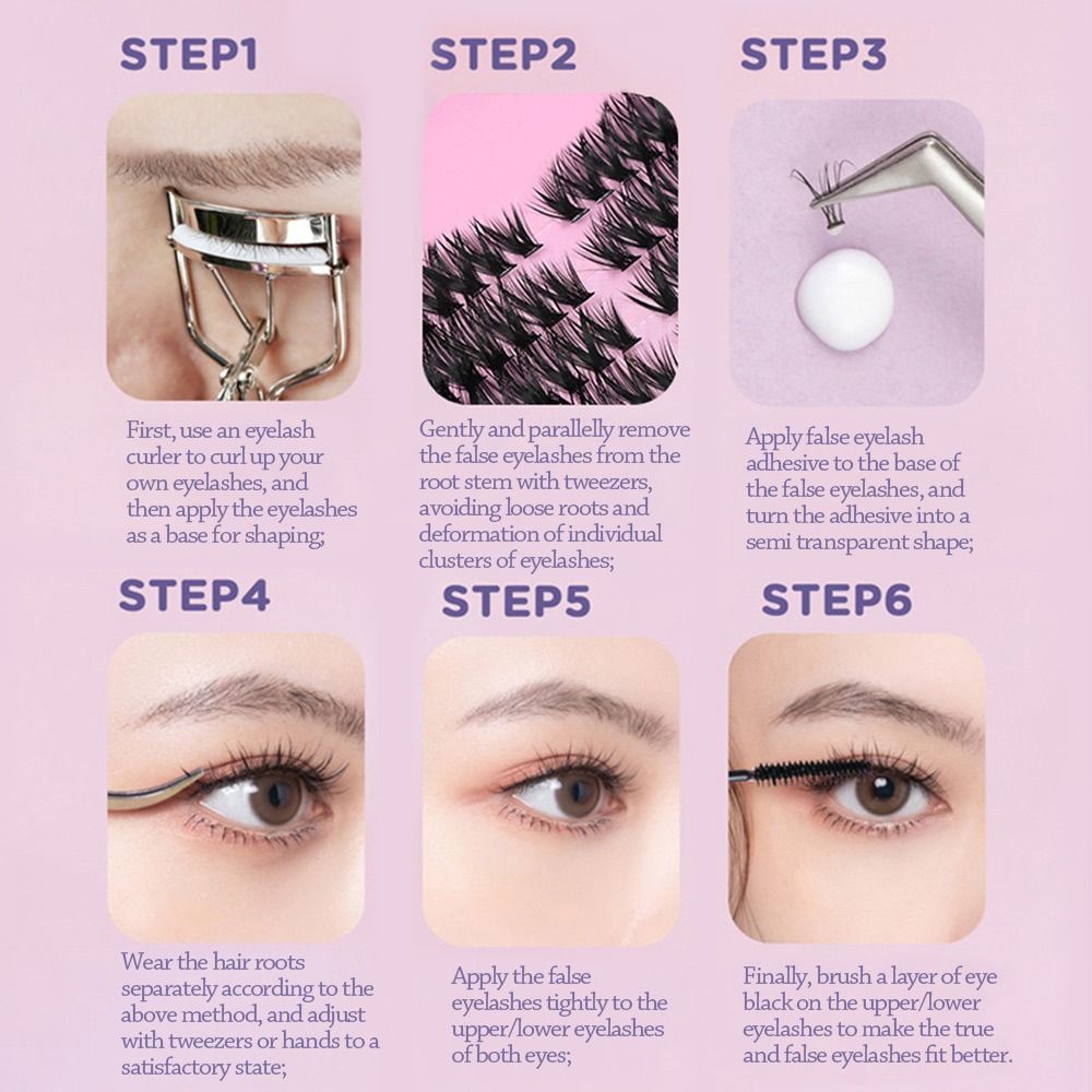 Eyelash Extension Cluster - 12줄 내추럴 룩 인조 속눈썹 위스피