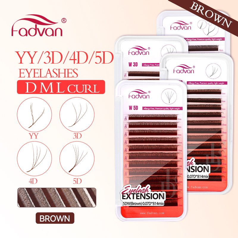 Eyelash Extension Yy - FADVAN 다크 브라운 W 모양 속눈썹,