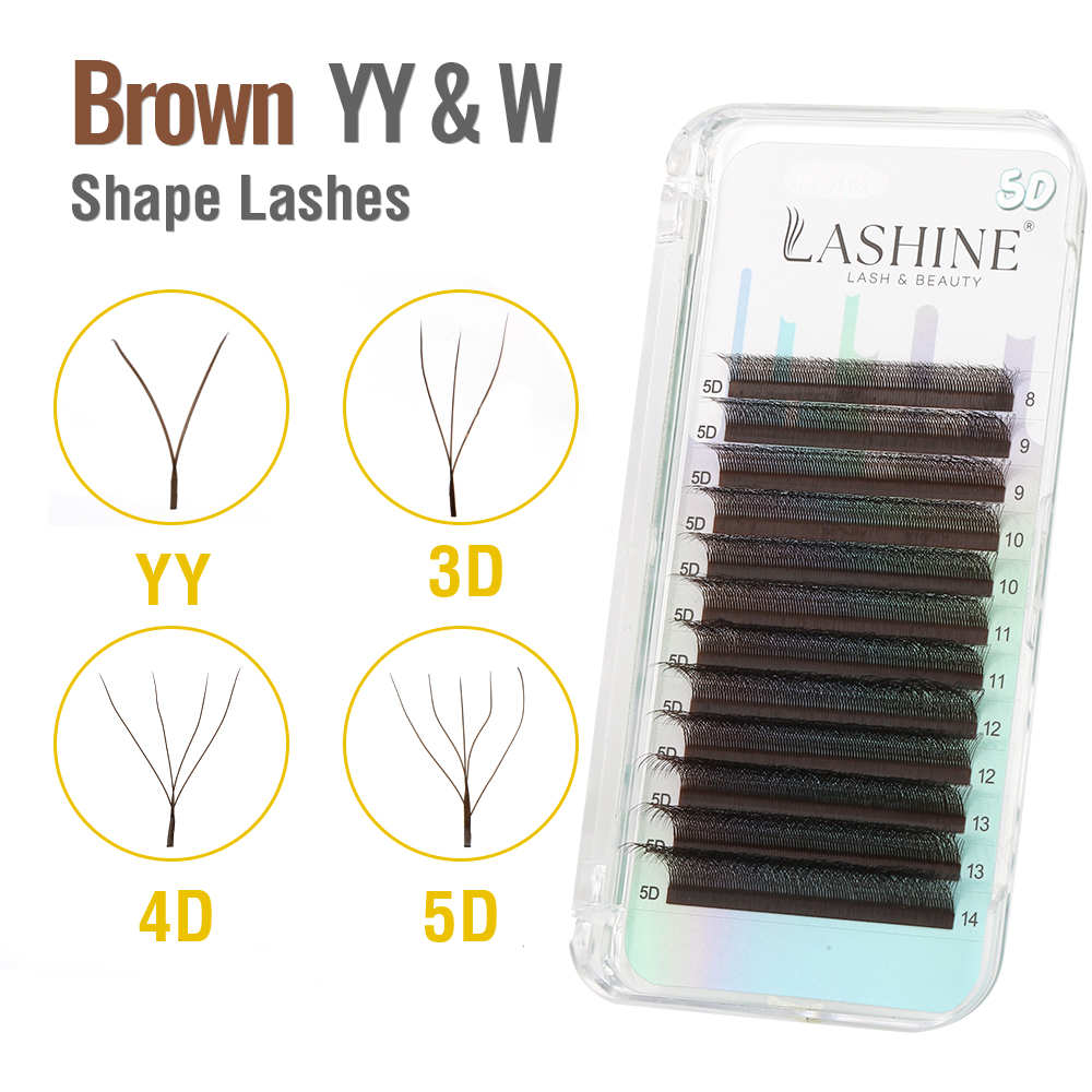 Eyelash Extension Yy - 래쉬라인 브라운 YY/3D/4D/5D W형 프리메이드 팬