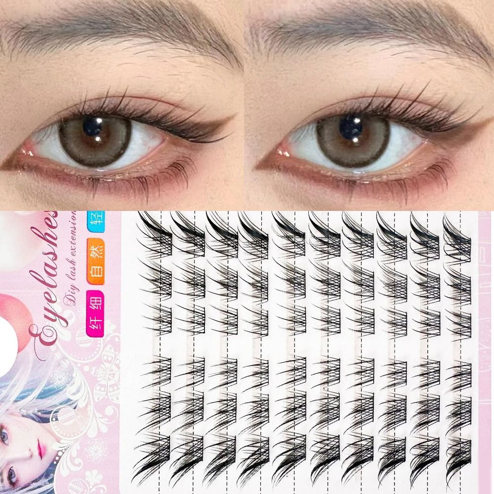 Eyelash Extension Human Hair - 3D 캣아이 클러스터 속눈썹 내추럴 만화