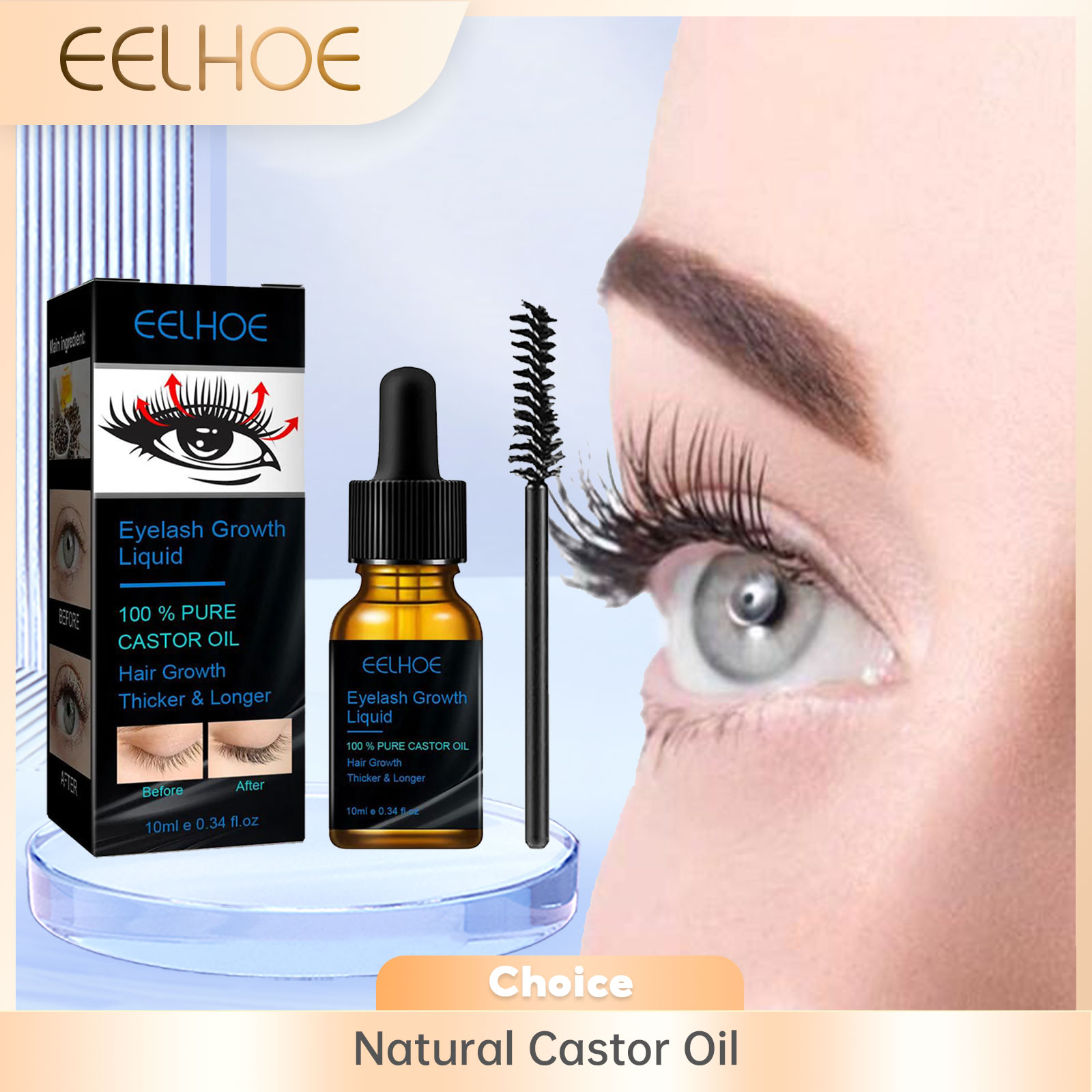 Eyelash Extension Human Hair - 남녀공용 캐스터 오일 속눈썹 성장 세럼,