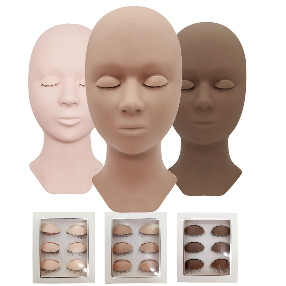 Eyelash Extension Course - 실리콘 헤드 트레이닝 마네킹, 탈착식 눈,