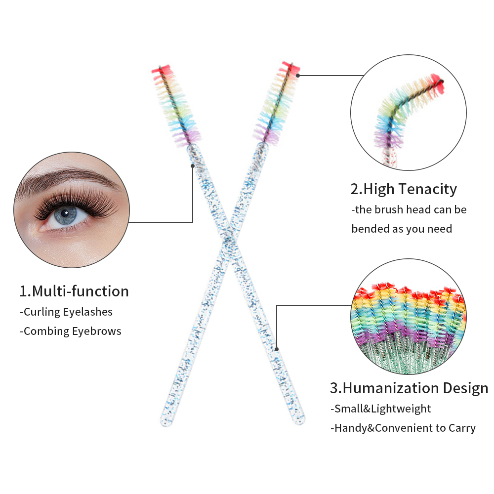 50PCS 레인보우 크리스탈 속눈썹 메이크업 브러쉬 일 - Eyelash Extension Course 리뷰 및 가격