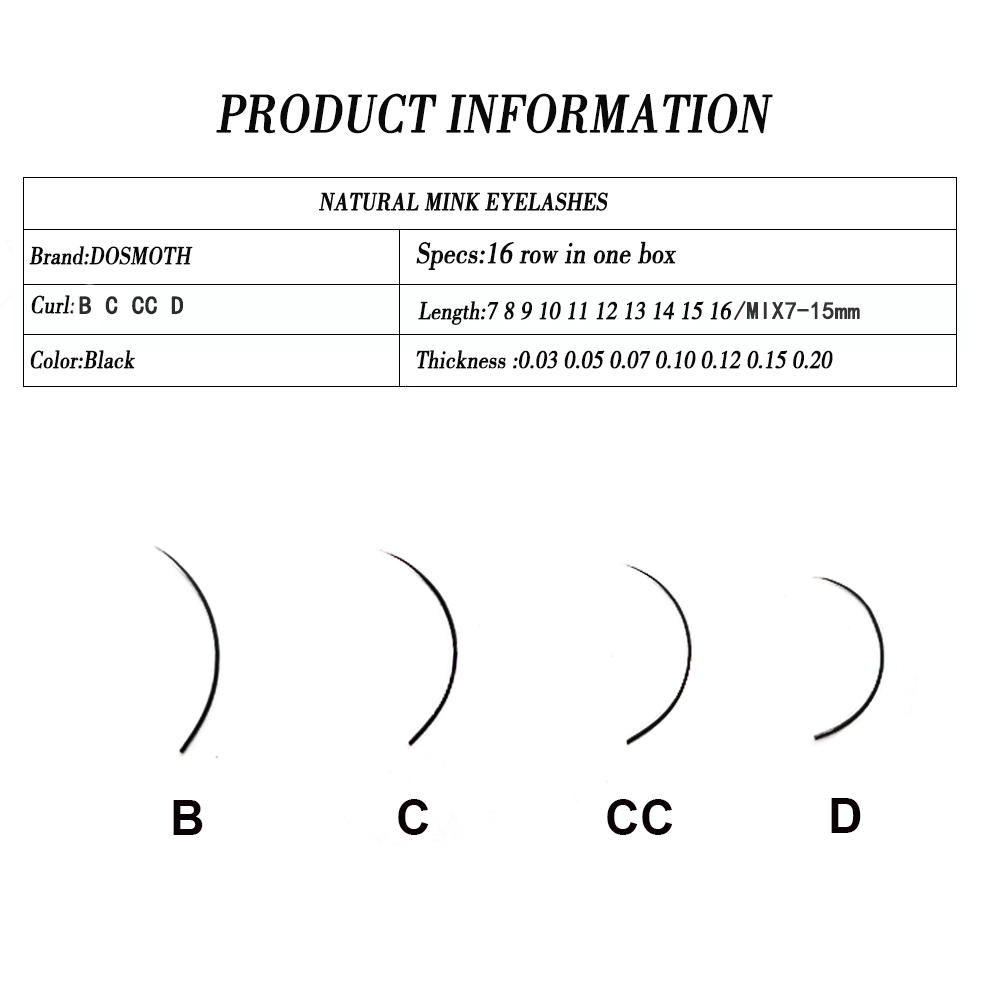 DOSMOTH 10 상자 16 행 7-16mm 밍크 속 - Individual Lash Tray 리뷰 및 가격